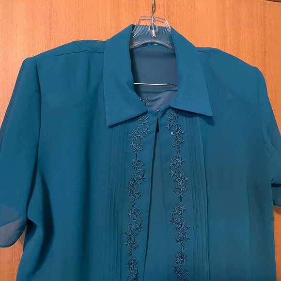 Blue Tank Top Maxi Dress with Wide straps + blouse with embroidery beaded detail - Picture 5 of 12